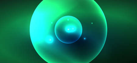 Abstract background with neon glowing light effects. Round shapes, triangles and circles. Wallpaper...