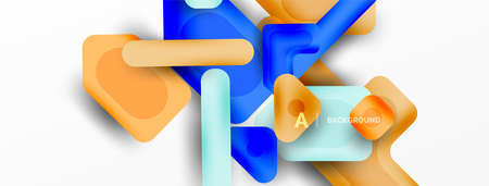 Colorful geometric shapes lines, squares and triangles. Abstract background for wallpaper, banner or landing pageのイラスト素材