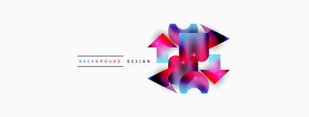 Dynamic composition, shiny geometric shapes abstract background. Trendy techno business template for wallpaper, banner, background or landingのイラスト素材