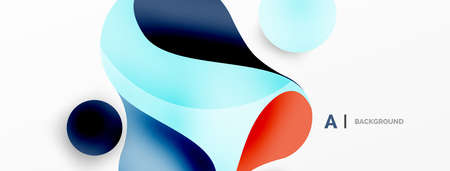 Geometric round shapes and circles abstract background. Wallpaper for concept of AI technology, blockchain, communication, 5G, science, businessのイラスト素材