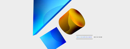 3d vector minimalist geometric abstract background. Triangle, cylinder, pyramid basic shape...