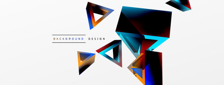 Triangle abstract background. 3d vector basic shape technology or business concept composition....