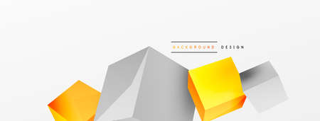 3d vector abstract background. Flying cubes composition. Trendy techno business template for...