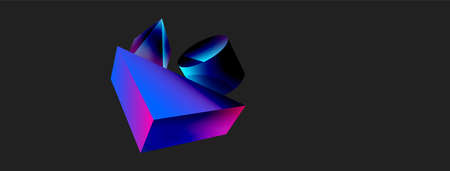 3d vector minimalist geometric abstract background. Triangle, cylinder, pyramid basic shape composition. Trendy techno business template for wallpaper, banner, background or landingのイラスト素材