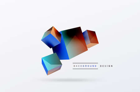 3d vector abstract background. Flying cubes composition. Trendy techno business template for wallpaper, banner, background or landingのイラスト素材