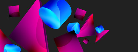 3d vector minimalist geometric abstract background. Triangle, cylinder, pyramid basic shape...