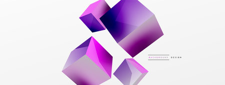 3d vector abstract background. Flying cubes composition. Trendy techno business template for wallpaper, banner, background or landingのイラスト素材