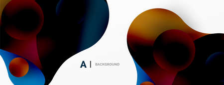 Geometric round shapes and circles abstract background. Wallpaper for concept of AI technology, blockchain, communication, 5G, science, businessのイラスト素材