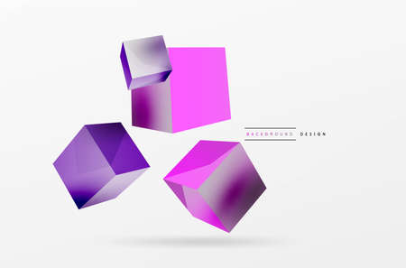 3d vector abstract background. Flying cubes composition. Trendy techno business template for wallpaper, banner, background or landingのイラスト素材