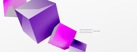 3d vector abstract background. Flying cubes composition. Trendy techno business template for wallpaper, banner, background or landingのイラスト素材
