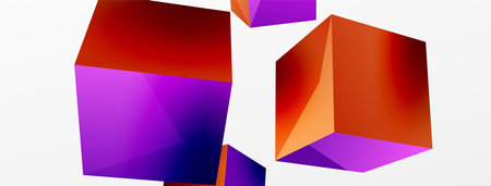 3d vector abstract background. Flying cubes composition. Trendy techno business template for wallpaper, banner, background or landingのイラスト素材