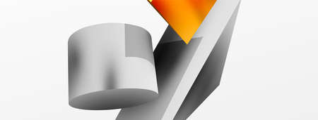 Vector 3d abstract background. Shapes 3d triangle and cylinder. Trendy techno business template for wallpaper, banner, background or landingのイラスト素材