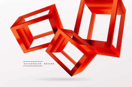 3D cube shapes vector geometric background. Trendy techno business template for wallpaper, banner, background or landingのイラスト素材