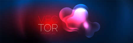Glowing neon lights abstract shapes composition. Magic energy concept. Template for wallpaper, banner, background or landingのイラスト素材