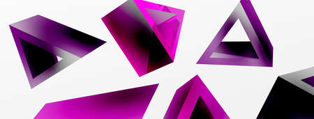 3d triangle abstract background. Basic shape technology or business concept composition. Trendy techno business template for wallpaper, banner, background or landingのイラスト素材