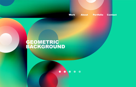 Website landing page abstract geometric background. Circles and round shapes. Web page for website or mobile app wallpaperのイラスト素材