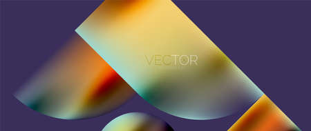 Geometric abstract panorama wallpaper background. Round shapes and circles, metallic color geometric shapes compositionのイラスト素材