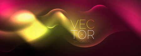 Neon glowing waves, magic energy space light concept, abstract background wallpaper designのイラスト素材