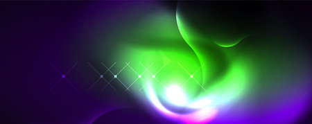 Neon glowing waves, magic energy space light concept, abstract background wallpaper designのイラスト素材