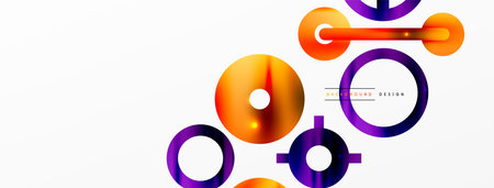 Minimal geometric abstract background. Circle, line and round shapes design. Trendy techno business template for wallpaper, banner, background or landingのイラスト素材