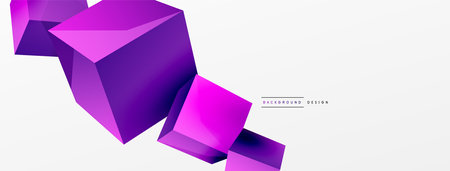 3d cubes vector abstract background. Composition of 3d square shaped basic geometric elements. Trendy techno business template for wallpaper, banner, background or landingのイラスト素材