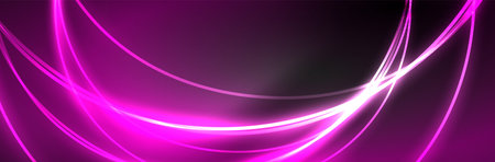 Neon glowing fluid wave lines, magic energy space light concept, abstract background wallpaper designのイラスト素材