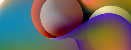 Fluid abstract background. Liquid color gradients composition. Round shapes and circle flowing...