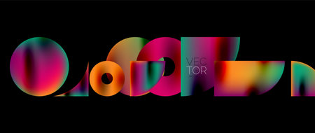 Geometric abstract panorama wallpaper background. Round shapes and circles, metallic color geometric shapes compositionのイラスト素材