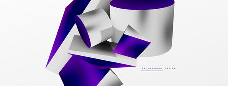 Vector 3d abstract background. Shapes 3d triangle and cylinder. Trendy techno business template for wallpaper, banner, background or landingのイラスト素材