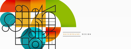 Beautiful abstract background. Circles, triangle shapes, and squares. Minimal geometric template for wallpaper, banner, background or landingのイラスト素材