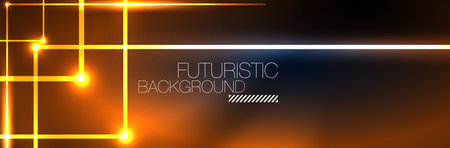 Shiny neon lights, dark abstract background with blurred magic neon light curved linesのイラスト素材