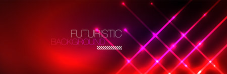 Neon glowing fluid wave lines, magic energy space light concept. Vector illustration for wallpaper, banner, background, leaflet, catalog, cover, flyerのイラスト素材