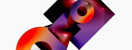 Dynamic composition, shiny geometric shapes abstract background. Trendy techno business template for wallpaper, banner, background or landingのイラスト素材