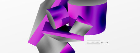 Metallic 3d shape vector geometric background. Trendy techno business template for wallpaper, banner, background or landingのイラスト素材