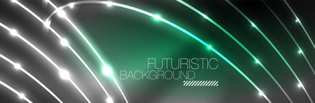 Neon glowing fluid wave lines, magic energy space light concept. Vector illustration for wallpaper, banner, background, leaflet, catalog, cover, flyerのイラスト素材