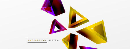 Triangle abstract background. 3d vector basic shape technology or business concept composition. Trendy techno business template for wallpaper, banner, background or landingのイラスト素材
