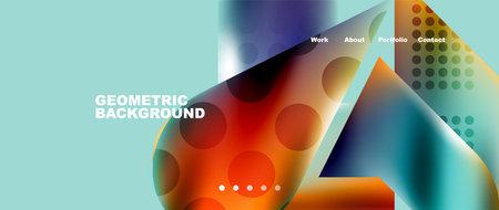 Glassmorphism landing page background template. Colorful glass shapes with metallic effect abstract composition for wallpaper, banner, backgroundのイラスト素材