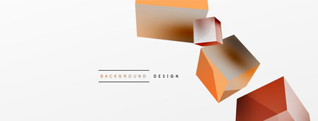 3d vector abstract background. Flying cubes composition. Trendy techno business template for...