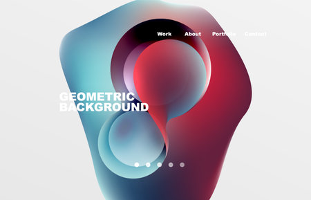 Landing page abstract liquid background. Flowing shapes, round design and circle. Web page for website or mobile app wallpaperのイラスト素材