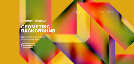 Triangles with fluid gradients, abstract landing page background. Minimal shapes composition for...