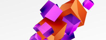 3d cubes vector abstract background. Composition of 3d square shaped basic geometric elements. Trendy techno business template for wallpaper, banner, background or landingのイラスト素材
