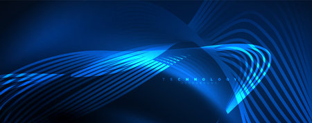 Techno neon wave lines, dynamic electric motion, speed concept. Templates for wallpaper, banner, background, landing page, wall art, invitation, printsのイラスト素材