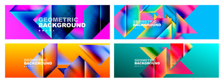 Set of trendy simple fluid color gradients backgrounds, various geometric shapes. Vector...