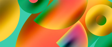 Geometric abstract panorama wallpaper background. Round shapes and circles, metallic color geometric...