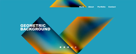 Trendy minimal geometric composition abstract background. Triangle fluid bright colors backdrop....