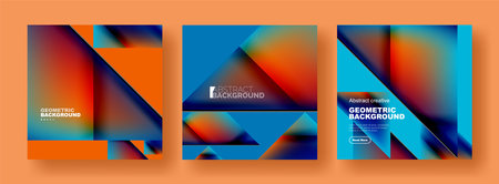 Set of abstract backgrounds - overlapping triangles with fluid gradients design. Collection of...
