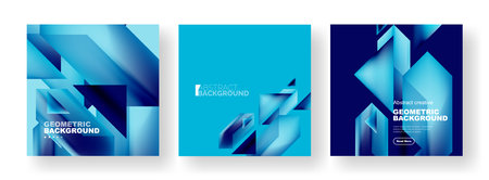 Vector set of abstract geometric poster backgrounds, colorful shapes with fluid colors. Collection...