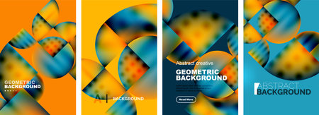 Vector set of abstract geometric posters designs. Collection of backgrounds, covers, templates,...