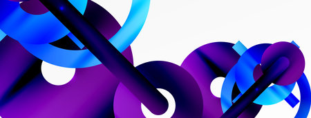 Minimal geometric abstract background. Circle, line and round shapes design. Trendy techno business template for wallpaper, banner, background or landingのイラスト素材