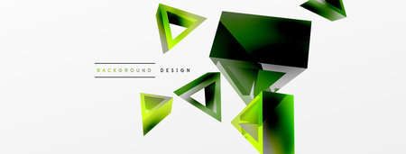 Triangle abstract background. 3d vector basic shape technology or business concept composition. Trendy techno business template for wallpaper, banner, background or landingのイラスト素材